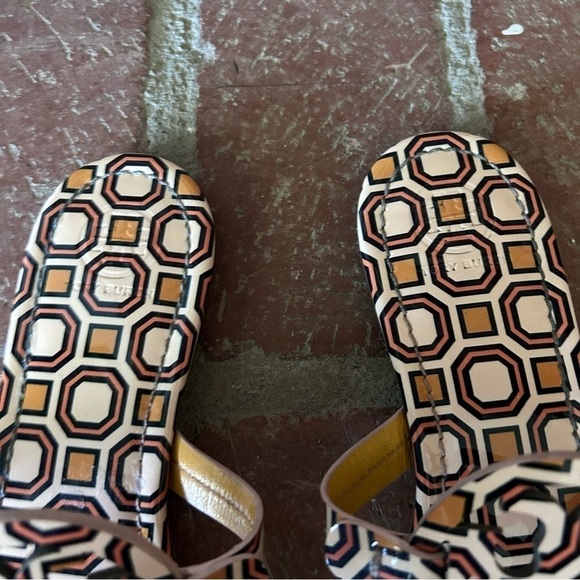 Tory Burch Miller Printed Patent Leather Sandal Ballet Pink Octagon Square 7.5 - Picture 7 of 10